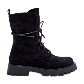 Bottes de Travail à Talon Plat en Daim Noir Jence le noir