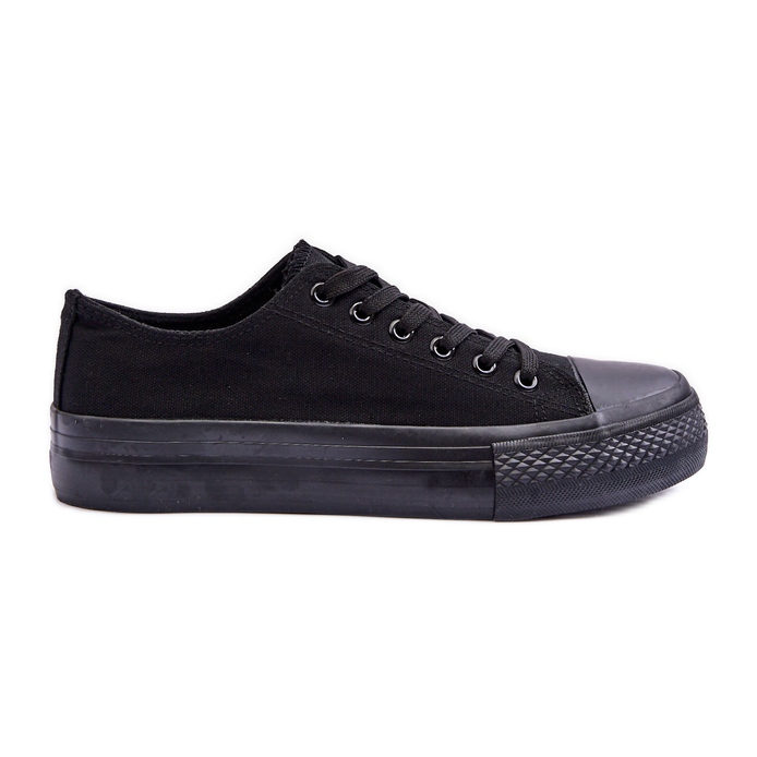 FB3 Baskets basses classiques à plateforme noires Jazlyn le noir
