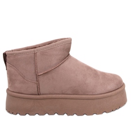 Bottines de neige courtes plateforme Solnis Kaki beige