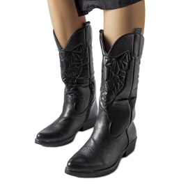 Bottes de cowboy plates noires de Simonetta