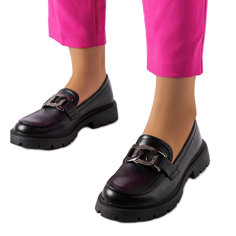 Mocassins élégants noirs avec strass de Mories le noir