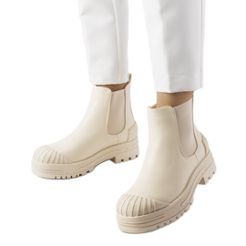 Bottes de travail beiges avec inserts en caoutchouc de Lange