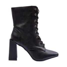 Bottes en cuir Divani noires à lacets sur le talon le noir Bottes en cuir Divani noires à lacets sur le talon le noir