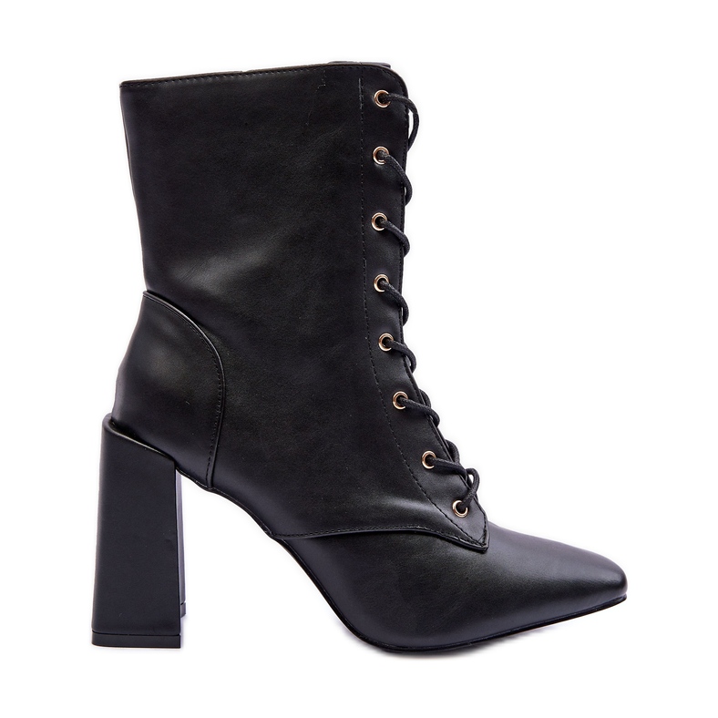 Bottes en cuir Divani noires à lacets sur le talon le noir