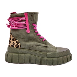 Bottines à plateforme en daim pour femmes, vert Rafter