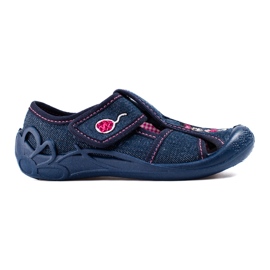 Chaussons velcro Shelovet bleu marine pour fille