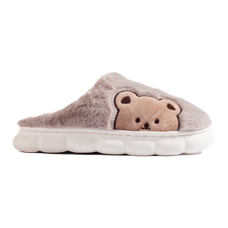 Chaussons femme avec ours en peluche beige foncé Shelovet brun