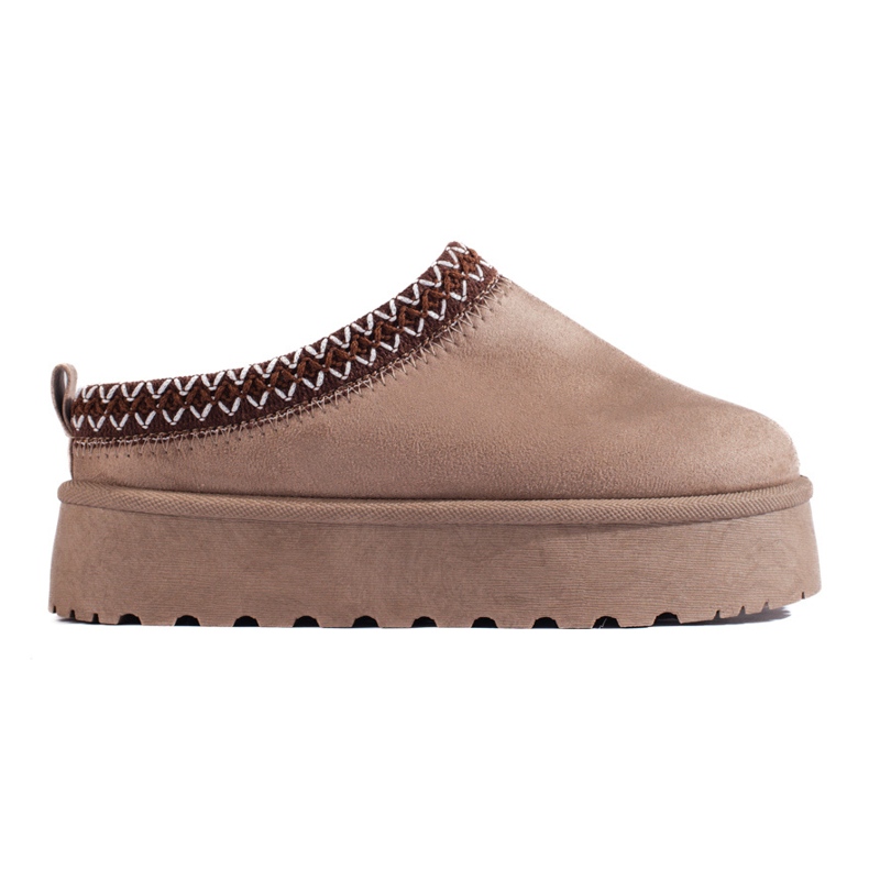 Chaussons en daim beige foncé à semelles épaisses de Shelovet