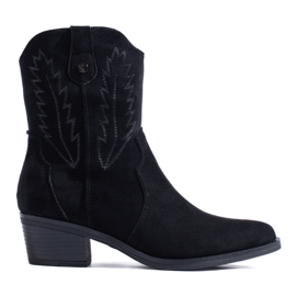 Bottines cowboy en daim noir Shelovet le noir