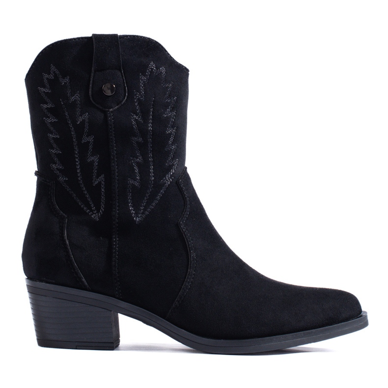 Bottines cowboy en daim noir Shelovet le noir