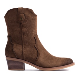 Bottines cowboy en daim noir Shelovet brun