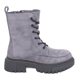Roisin Bottines à lacets en daim gris