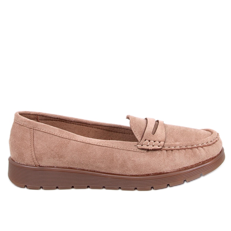 Mocassins en daim avec semelle intérieure en cuir de Marit Khaki beige