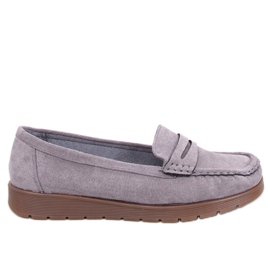 Mocassins en daim avec semelle intérieure en cuir Marit Gris