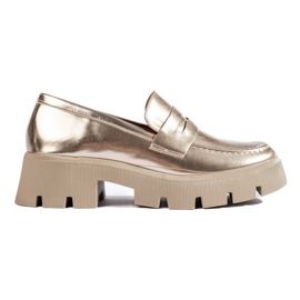 Mocassins femme dorés sur semelle épaisse de Shelovet