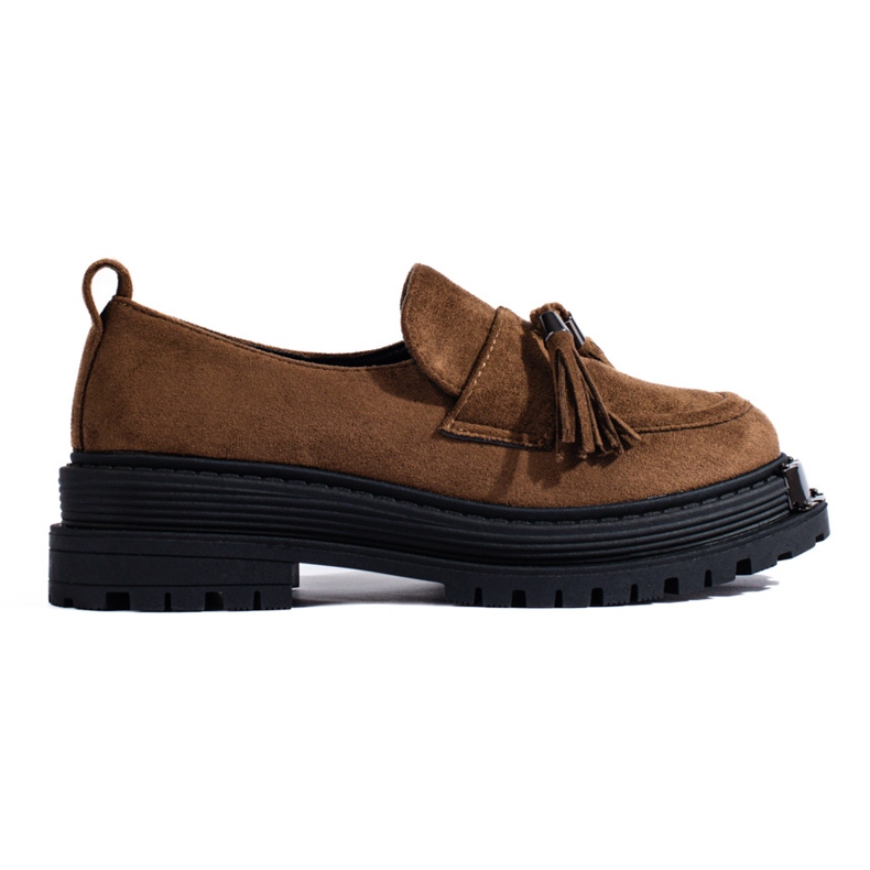 Mocassins pour femmes en daim marron sur la plateforme Shelovet brun Mocassins pour femmes en daim marron sur la plateforme Shelovet brun