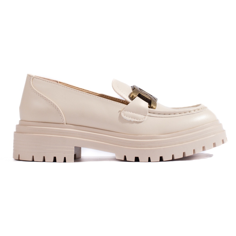 Mocassins pour femmes beiges sur une épaisse plateforme Shelovet Mocassins pour femmes beiges sur une épaisse plateforme Shelovet