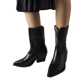 Bottes de cowboy noires avec tige Leopardi ornée