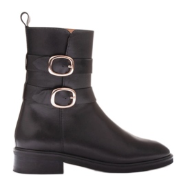 Marco Shoes Boots avec une boucle dorée le noir Marco Shoes Boots avec une boucle dorée le noir