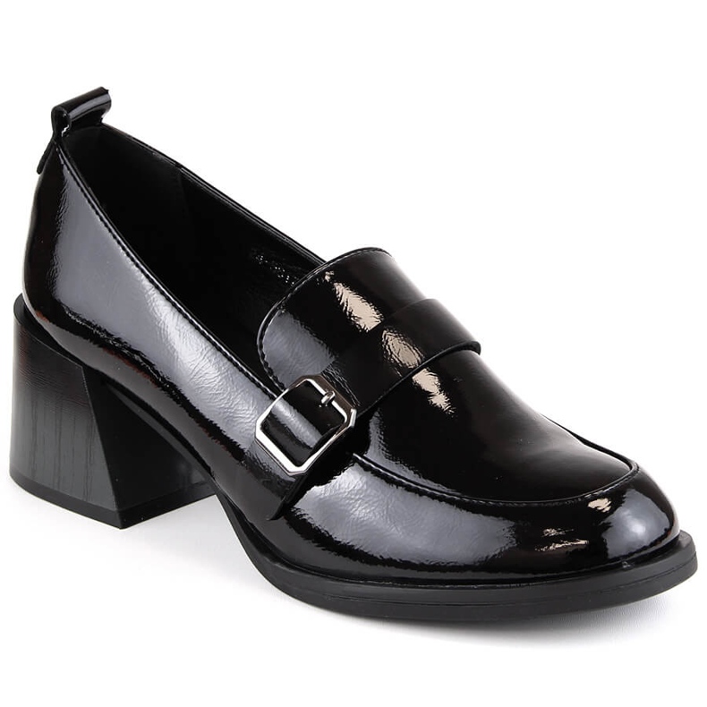 Chaussures femme laquées noires à talons décoratifs Vinceza 58173 le noir