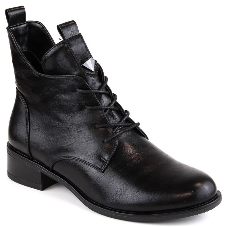 M. DASZYŃSKI Bottes à lacets et fermeture éclair pour femmes isolées noir M.Daszyński SA198-24 le noir