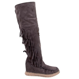 Bottines à talon compensé Russo D.KHAKI avec franges brun