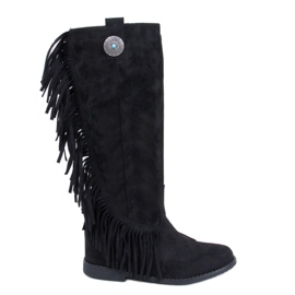 Bottes à franges compensées cachées de Brien Black noir