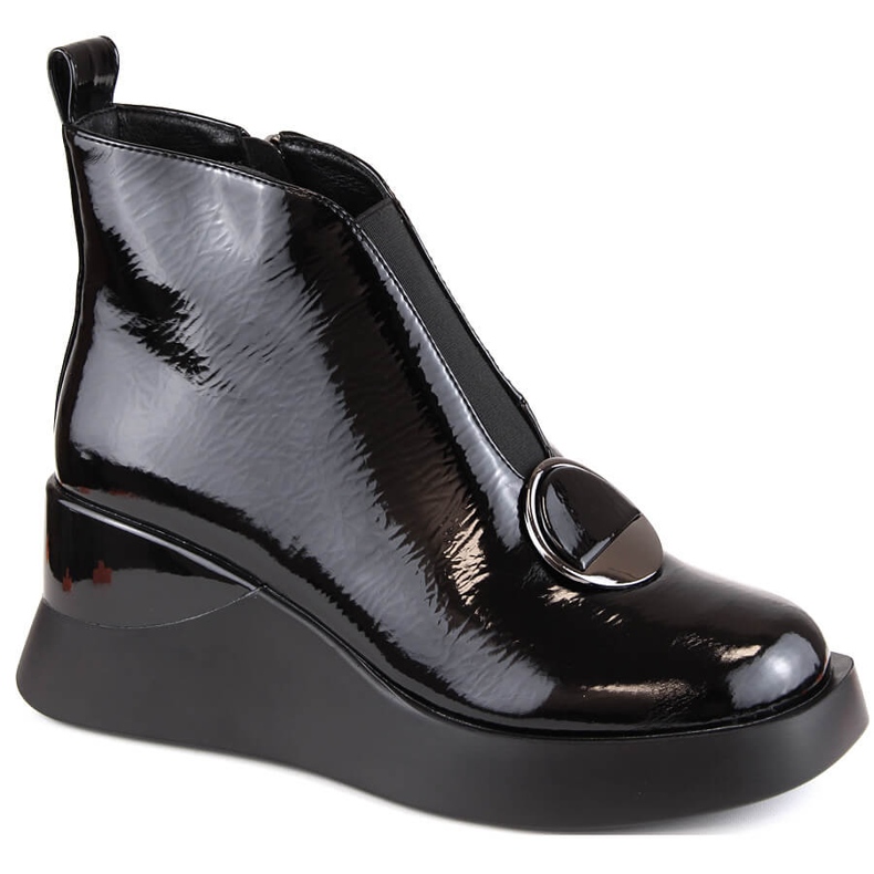 Bottines compensées noires pour femme D&amp;A S.Barski Premium Collection MR870-36 le noir