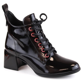 Boots femme laquées noires D&amp;A S.Barski Premium Collection MR870-66 le noir
