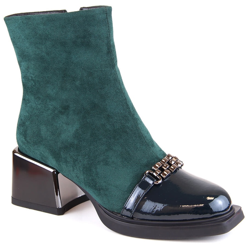 Bottes femme à talons décoratifs vert D&amp;A S.Barski Premium Collection MR870-70