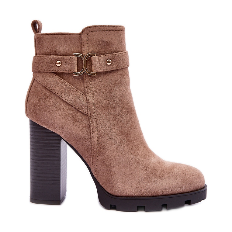 FB2 Bottes à talons hauts en daim Liani Beige