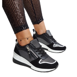 Inna Baskets compensées noires de Fastello le noir
