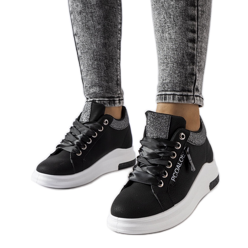 Inna Baskets compensées noires de Birmingham le noir
