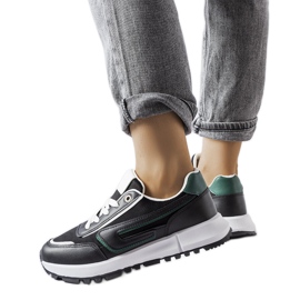 Inna Baskets noires avec accent vert Tod le noir