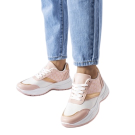 Inna Baskets roses et blanches avec un accent duffy doré