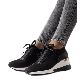 Inna Baskets compensées noires à strass de Vala le noir