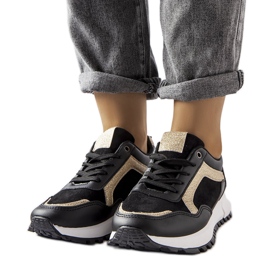 Inna Baskets noires à décoration pailletée de Busso