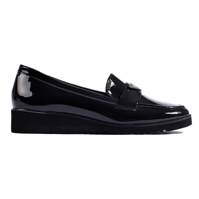 Chaussures compensées basses noires vernies de Shelovet le noir