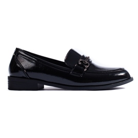 Mocassins Shelovet noirs élégants laqués le noir