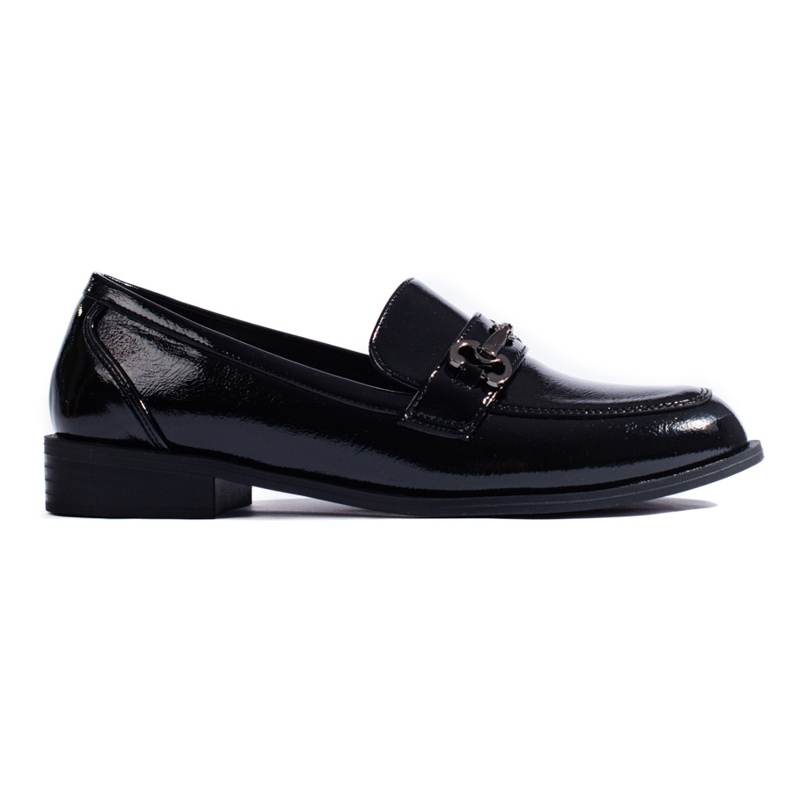 Mocassins Shelovet noirs élégants laqués le noir