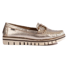 Mocassins confortables dorés avec chaîne Shelovet