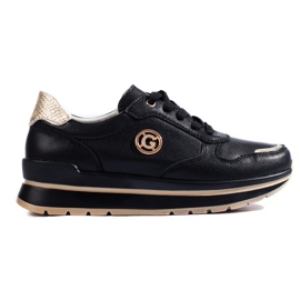 Baskets à plateforme en cuir noir de Shelovet