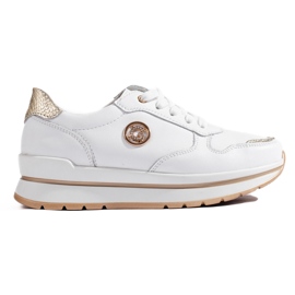 Baskets à plateforme en cuir blanc de Shelovet