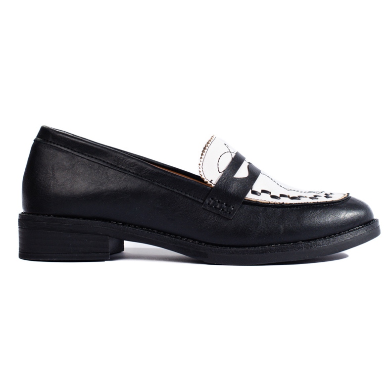 Mocassins Shelovet femme noirs et blancs le noir