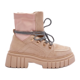 FB3 Bottines à lacets en daim pour femmes Beige Gland