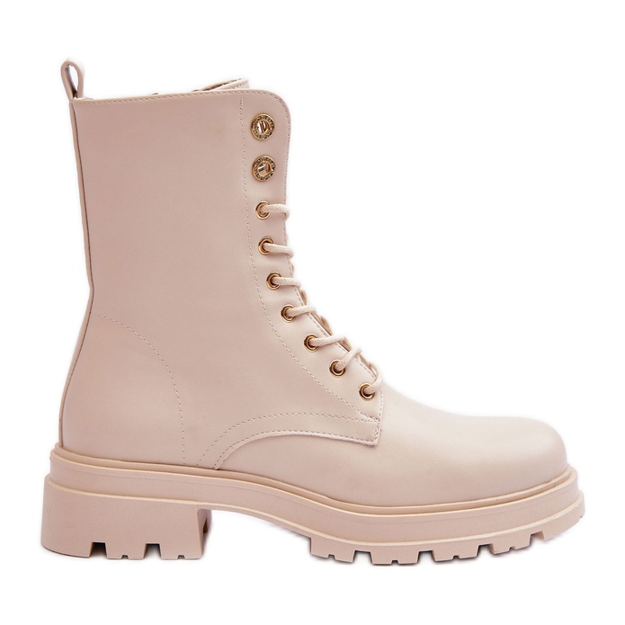 Vinceza Bottines Worker Avec Décoration Beige Yemannis Vinceza Bottines Worker Avec Décoration Beige Yemannis