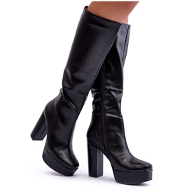 Cuissardes à talons noirs et plateforme Baldrema