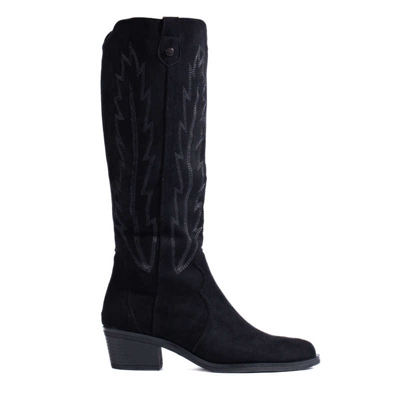 Bottines cowboy en daim noir Shelovet le noir