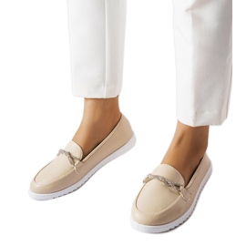 Mocassins beiges avec strass de Paola Mocassins beiges avec strass de Paola