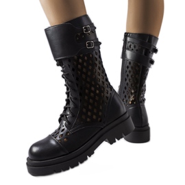 Ouvriers Amarante ajourés noirs